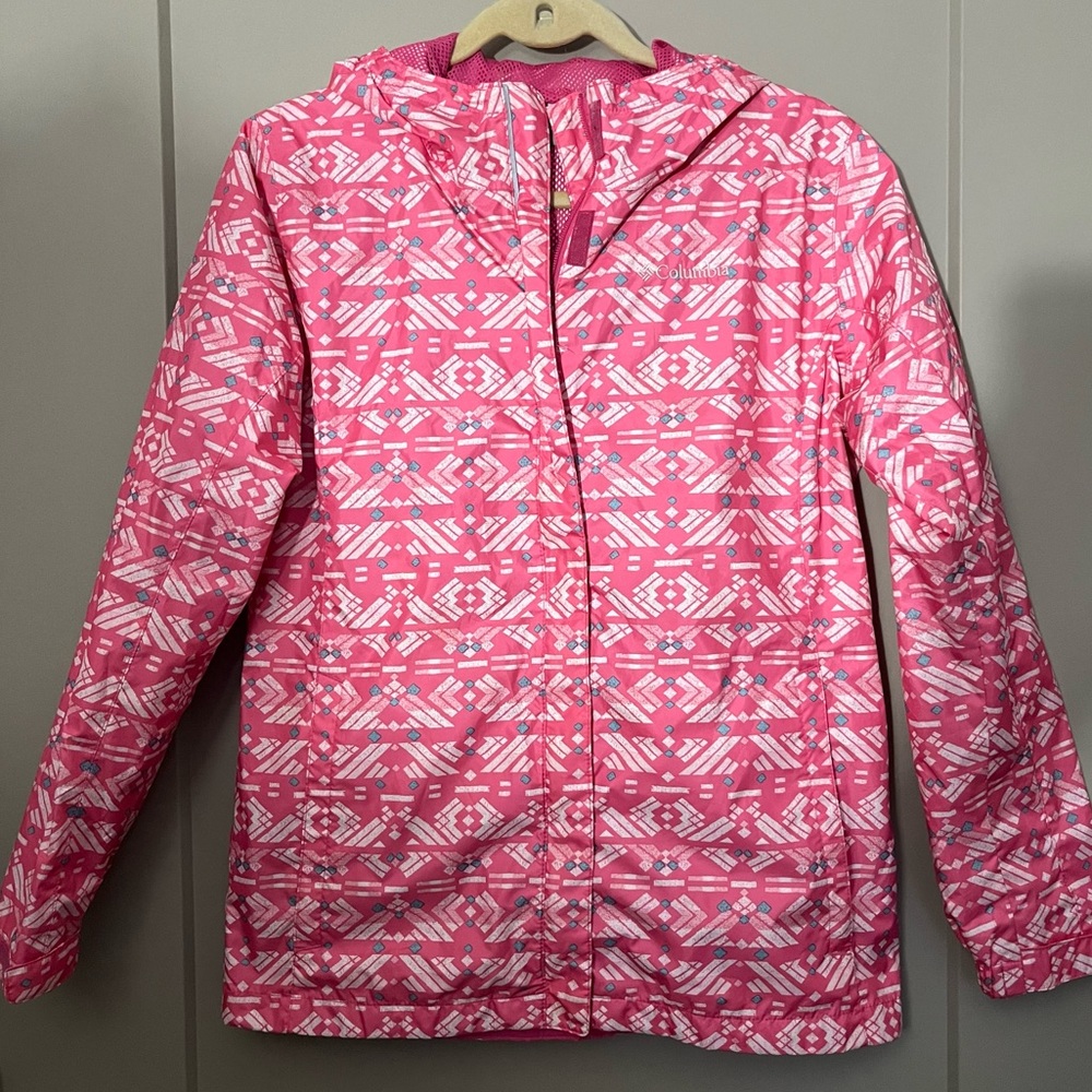 Columbia Kid’s Fast and Curious Pink Geo Raincoat